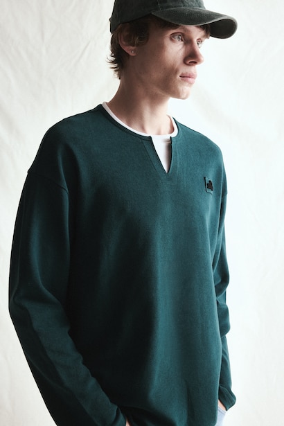 Boxy Fit Crew Neck Printed Sweatshirt