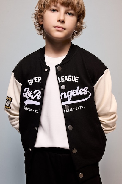 Oversize Fit Crew Neck Cardigan Slogan