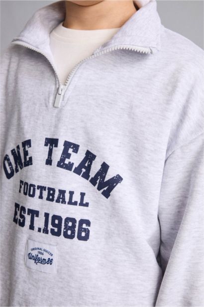 Regular Fıt Dik Yaka Baskılı Sweatshirt Erkek Çocuk