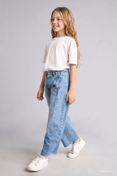 Girl 100% Cotton Barrel Fit Jeans