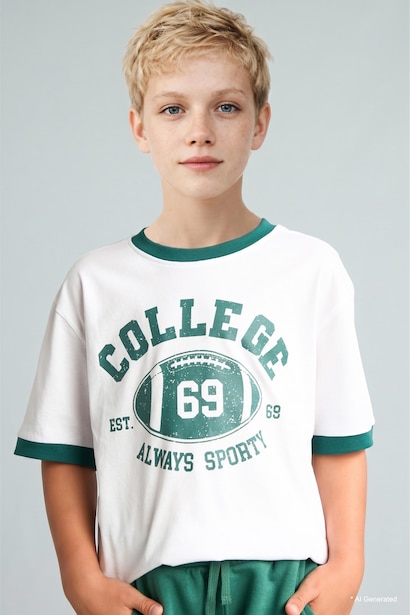 Boy Regular Fit 100% Cotton Printed Short Sleeve T-Shirt