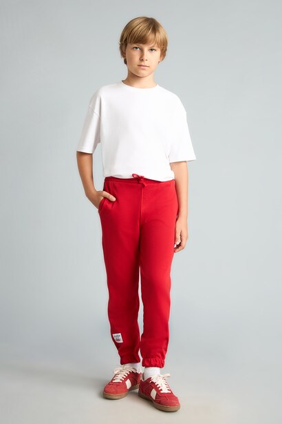 Boy Regular Fit Printed Red Trousers