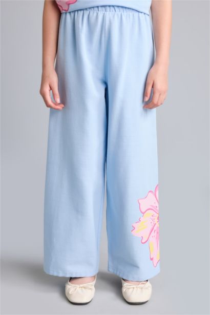 Wide Leg Çiçekli Pantolon Kız Çocuk