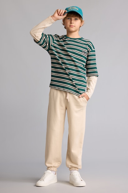Boy 2 piece Oversize Fit Long Sleeve Top and Trousers Set