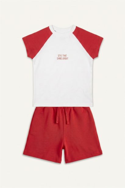 Ensemble 2 pièces rouge et blanc imprimé pour fille