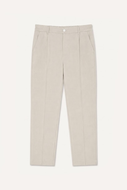Regular Fit Pleated Beige Trousers