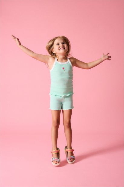 Baby Girl Floral Ribbed 2 Piece Green Set