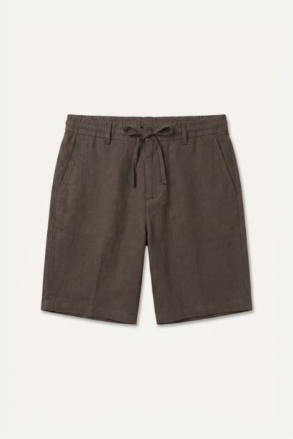 Regular Fit Keten Görünümlü Bermuda Şort