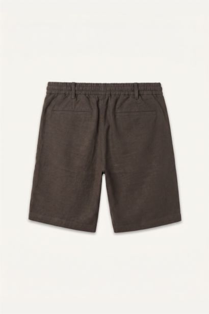Regular Fit Keten Görünümlü Bermuda Şort