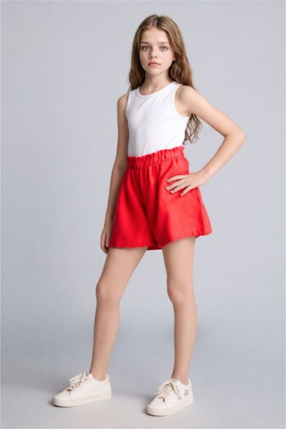 Girl Stretch Waist 100% Cotton Muslin Shorts
