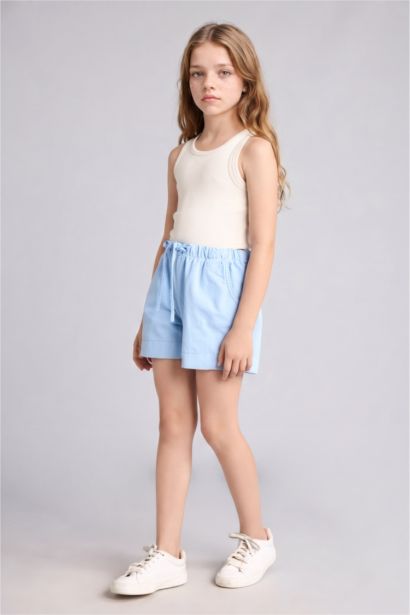 Regular Fit Elastik Bel Şort Kız Çocuk