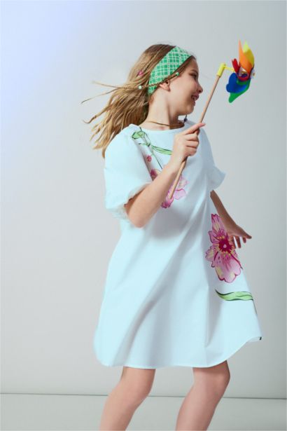 Girl Short Sleeve Woven Dress