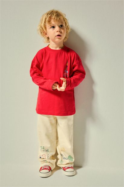 Oversize Fit Printed Long Sleeve T-Shirt