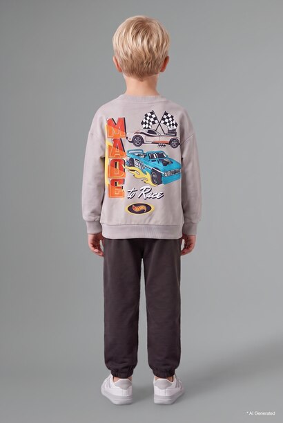 Ensemble Sweatshirt imprimé à col rond et Pantalon de Jogging Hot Wheels 100% coton pour bébé garçon
