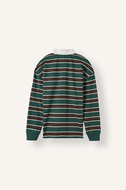 Boxy Fit Polo Collar Printed Sweatshirt