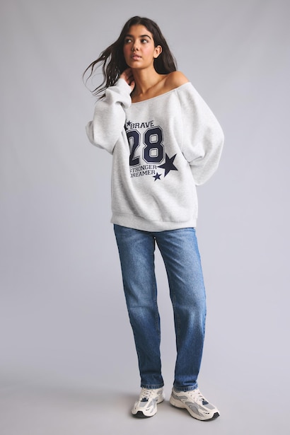Oversize Baskılı Sweatshirt