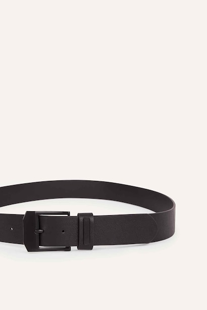 Man Rectangle Clasp Faux Leather