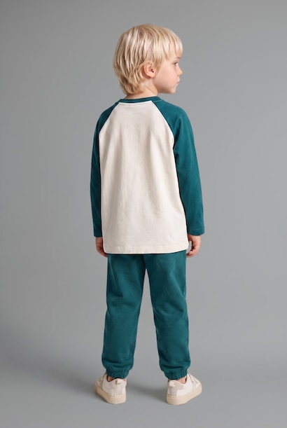 Oversize Reglan Baskılı Uzun Kollu 2'li Tişört