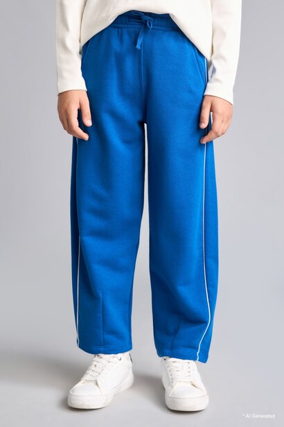 Boy Blue Cotton Barrel Fit Sweatpants