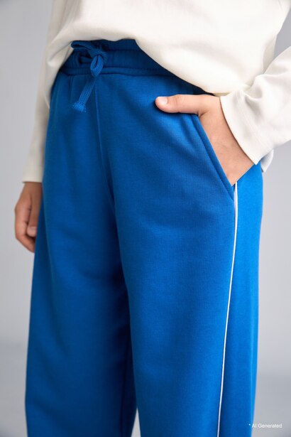 Boy Blue Cotton Barrel Fit Sweatpants