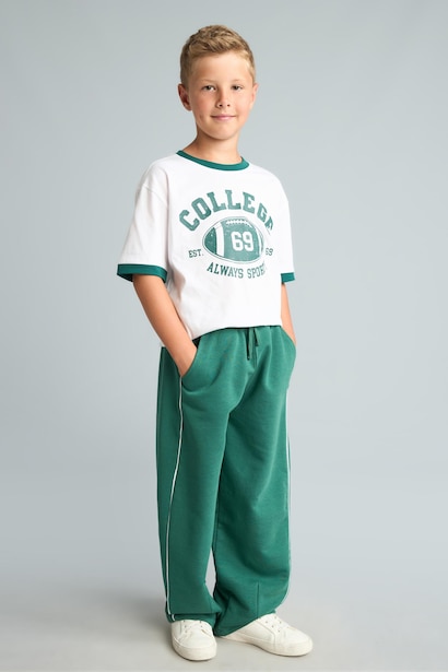 Pantalon de survêtement vert Coupe barrel pour garçon