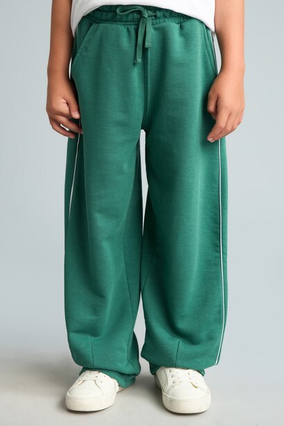 Pantalon de survêtement vert Coupe barrel pour garçon