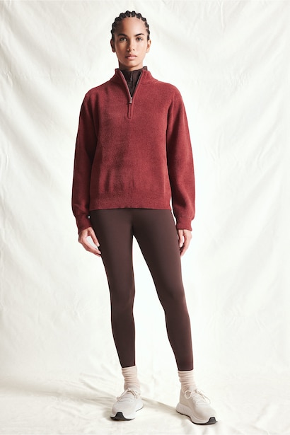 Oversize Fermuarlı Yaka Basic Kazak