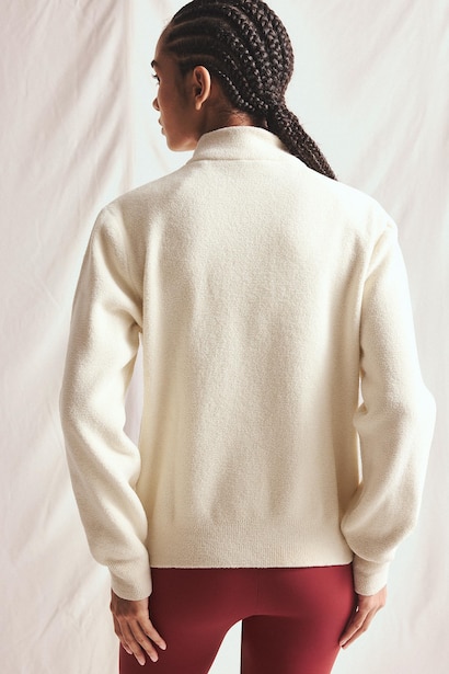 Oversize Fermuarlı Yaka Basic Kazak