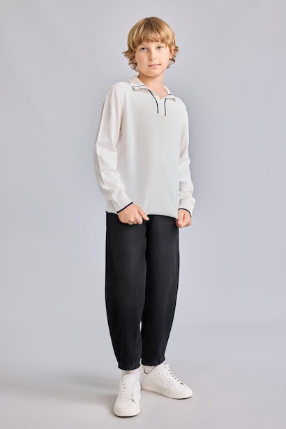 Boy Regular Fit Stripe Detail Knit Pullover