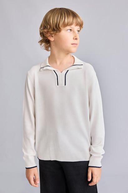 Boy Regular Fit Stripe Detail Knit Pullover