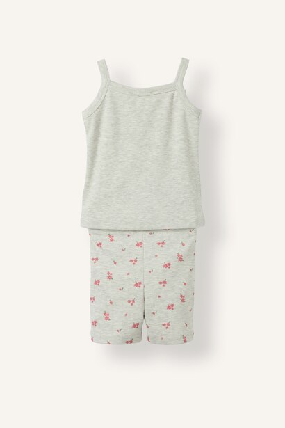 2'li Pijama Takımı Çiçek Nakışlı Kız Bebek