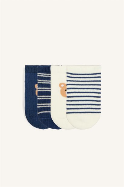 Baby Boy Bear Print Seamless 4 Piece Cotton Socks