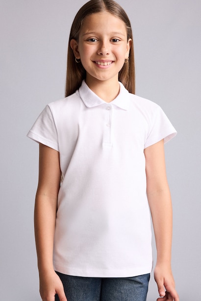 Girl 100% Cotton Regular Fit Basic Polo T-Shirt