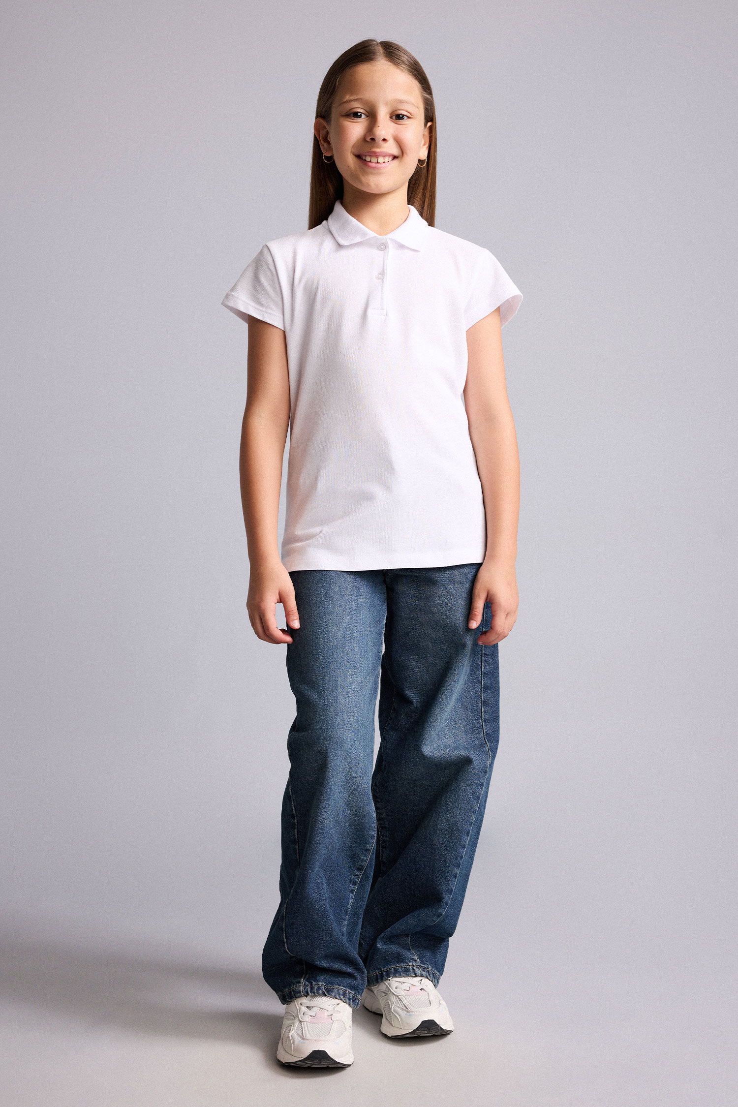Girl 100% Cotton Regular Fit Basic Polo T-Shirt