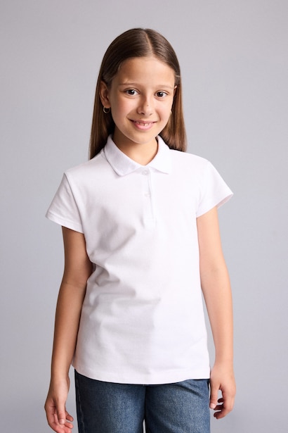 Girl 100% Cotton Regular Fit Basic Polo T-Shirt