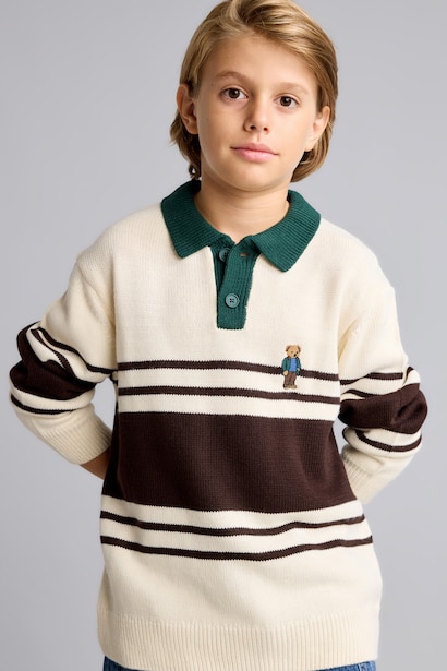 Boy Oversize Fit Polo Collar Pullover