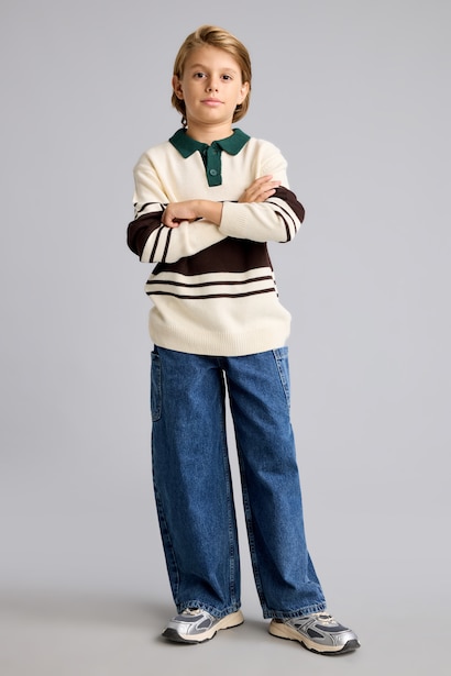 Boy Oversize Fit Polo Collar Pullover