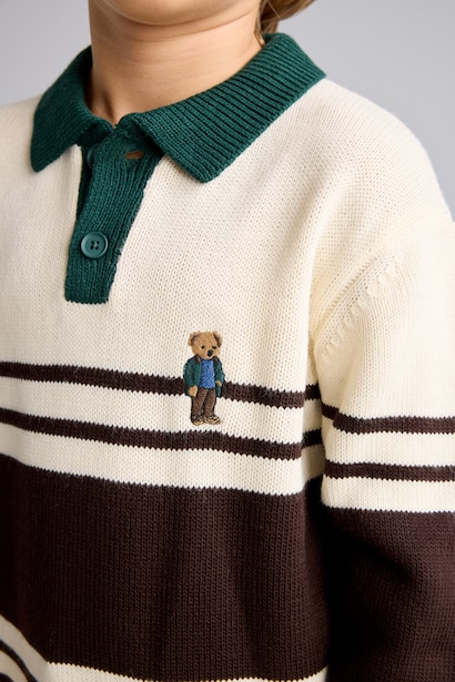 Boy Oversize Fit Polo Collar Pullover