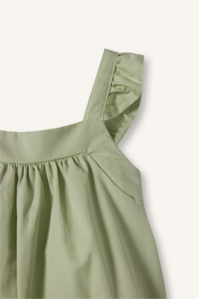 Kolsuz Poplin Elbise Kız Bebek