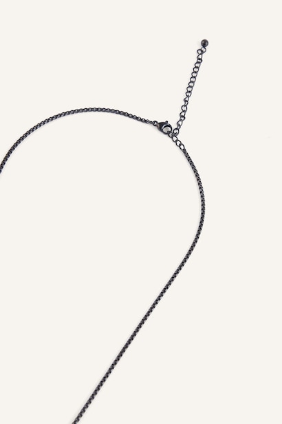 Man Black Stone Steel Necklace