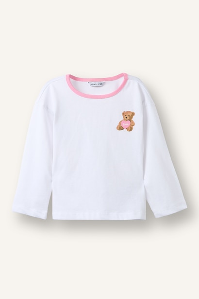 Baby Girl Regular Fit Printed Crew Neck Long Sleeve T-Shirt