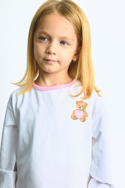 Baby Girl Regular Fit Printed Crew Neck Long Sleeve T-Shirt