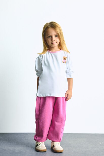 Baby Girl Regular Fit Printed Crew Neck Long Sleeve T-Shirt