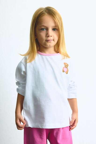 Baby Girl Regular Fit Printed Crew Neck Long Sleeve T-Shirt