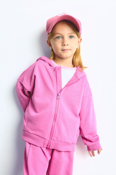 Kapüşonlu Fermuarlı Sweatshirt Hırka Kız Bebek