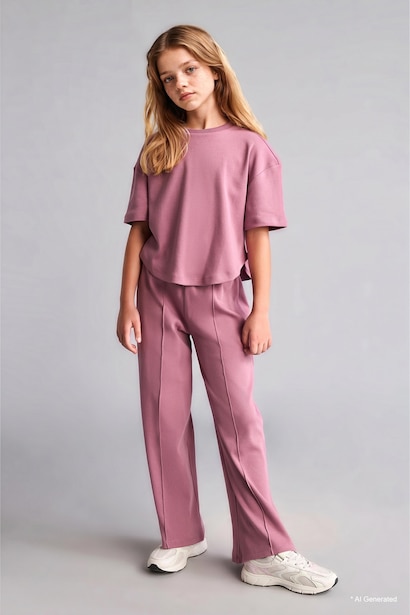 Girl Relaxed Fit 2-Piece Dusty Pink Set