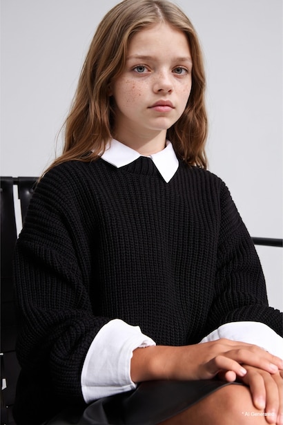 Girl Regular Fit Crew Neck Pullover