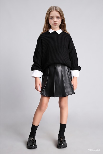 Girl Regular Fit Crew Neck Pullover