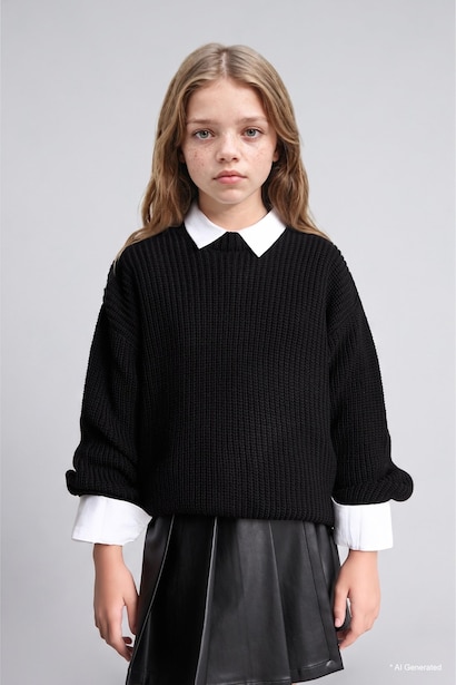 Girl Regular Fit Crew Neck Pullover