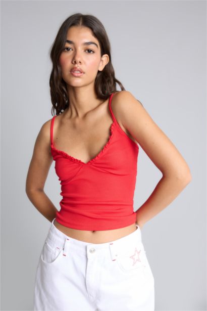 Slim Fit Camisole Frilly Tank Top